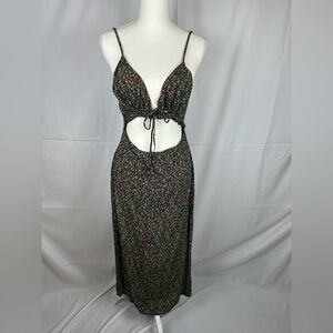 Olivaceous Women’s MIDI Floral Spaghetti Strap Dress with Key Hole